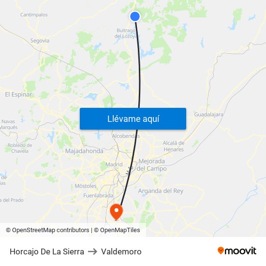 Horcajo De La Sierra to Valdemoro map
