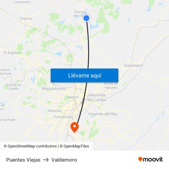 Puentes Viejas to Valdemoro map
