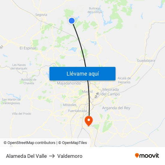 Alameda Del Valle to Valdemoro map