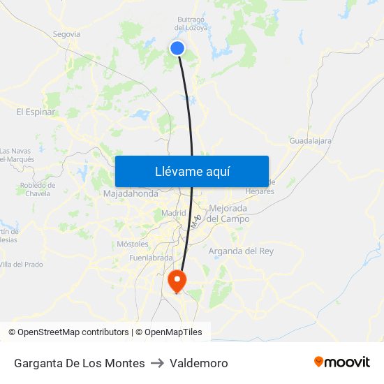 Garganta De Los Montes to Valdemoro map