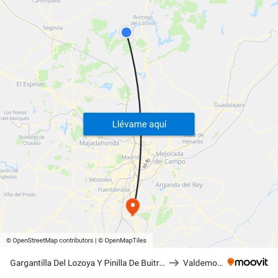 Gargantilla Del Lozoya Y Pinilla De Buitrago to Valdemoro map