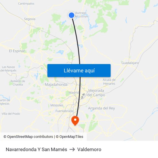 Navarredonda Y San Mamés to Valdemoro map