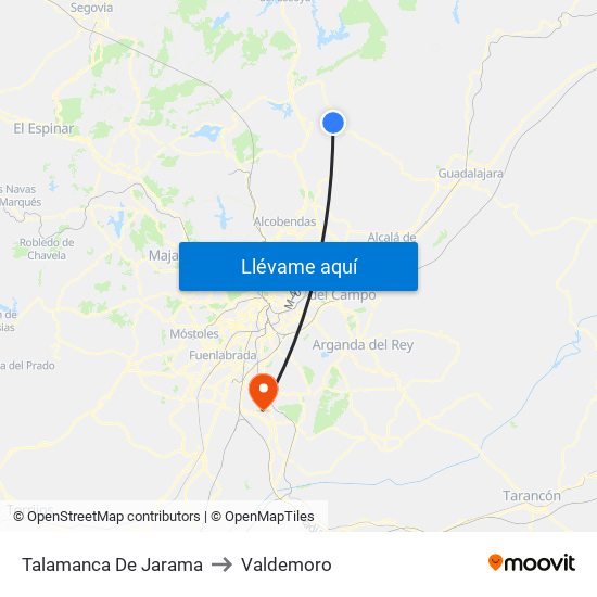 Talamanca De Jarama to Valdemoro map