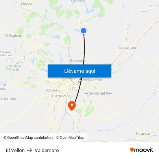 El Vellón to Valdemoro map
