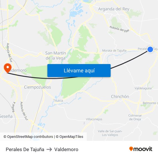 Perales De Tajuña to Valdemoro map