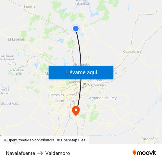 Navalafuente to Valdemoro map