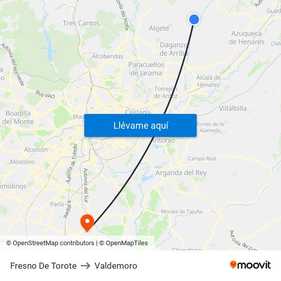 Fresno De Torote to Valdemoro map