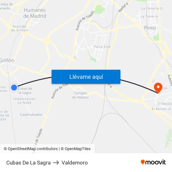 Cubas De La Sagra to Valdemoro map