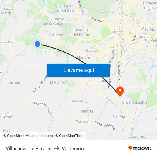 Villanueva De Perales to Valdemoro map