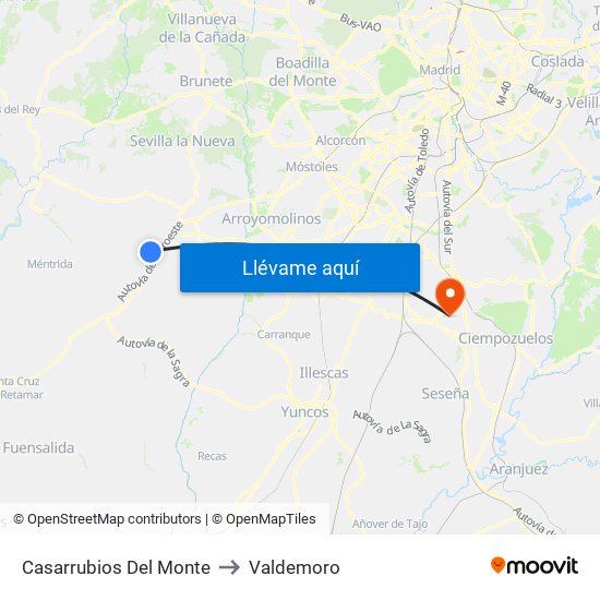 Casarrubios Del Monte to Valdemoro map