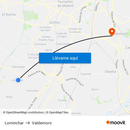 Lominchar to Valdemoro map