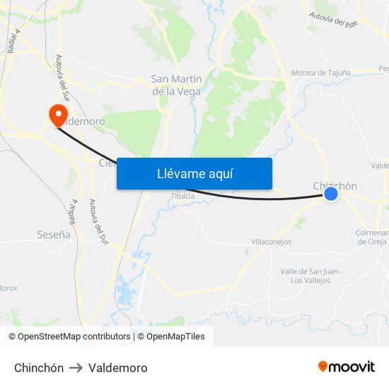 Chinchón to Valdemoro map