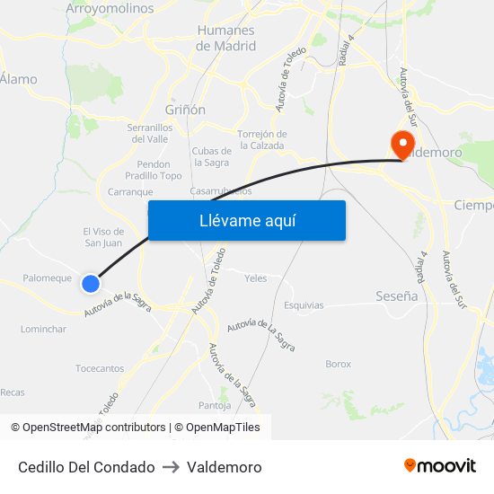 Cedillo Del Condado to Valdemoro map
