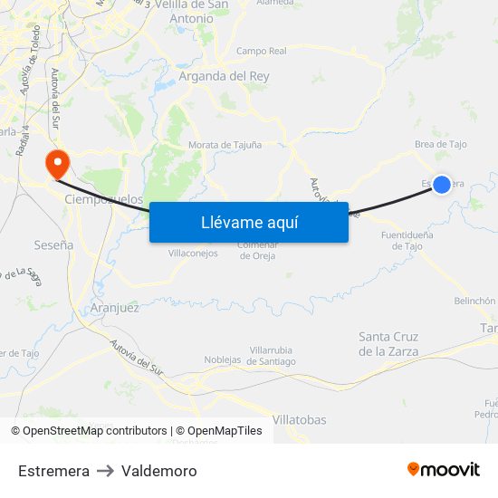Estremera to Valdemoro map