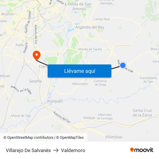 Villarejo De Salvanés to Valdemoro map