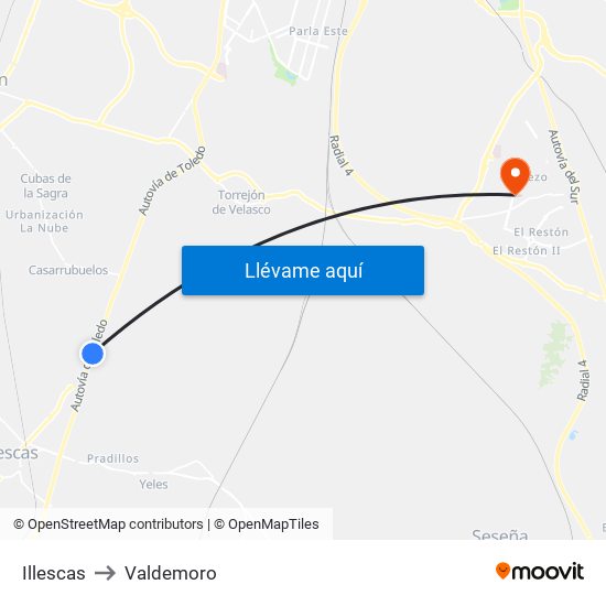 Illescas to Valdemoro map