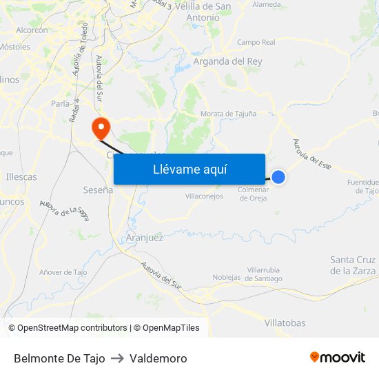 Belmonte De Tajo to Valdemoro map