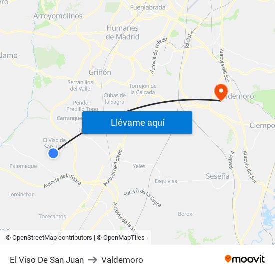 El Viso De San Juan to Valdemoro map