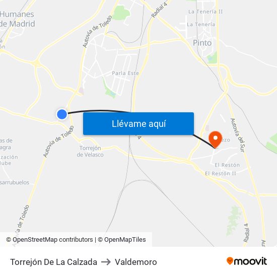 Torrejón De La Calzada to Valdemoro map