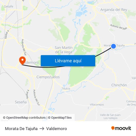 Morata De Tajuña to Valdemoro map