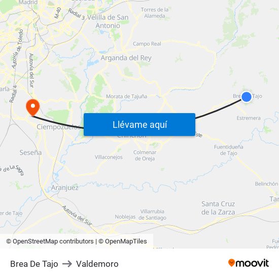 Brea De Tajo to Valdemoro map