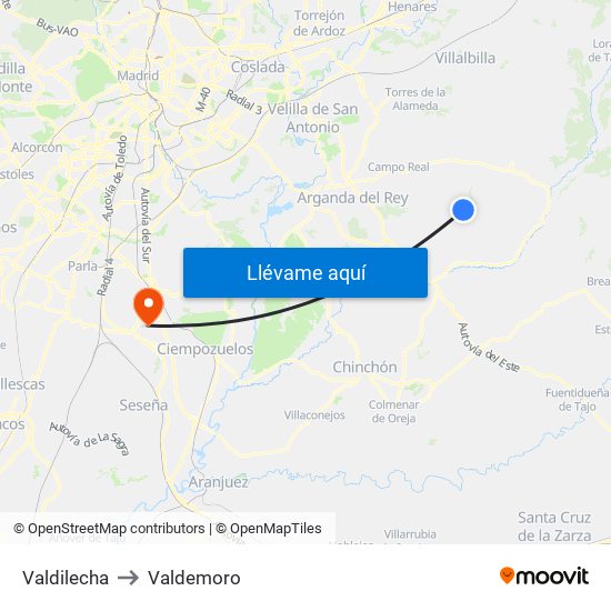 Valdilecha to Valdemoro map