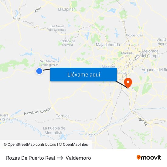 Rozas De Puerto Real to Valdemoro map