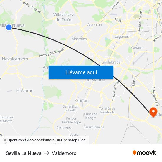 Sevilla La Nueva to Valdemoro map