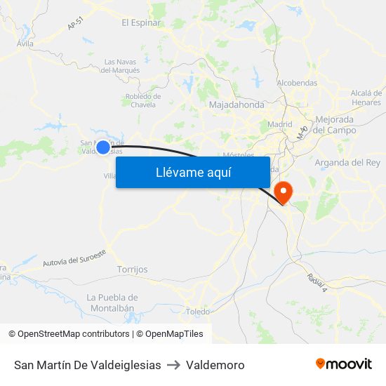 San Martín De Valdeiglesias to Valdemoro map
