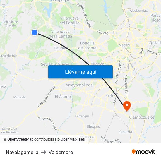 Navalagamella to Valdemoro map