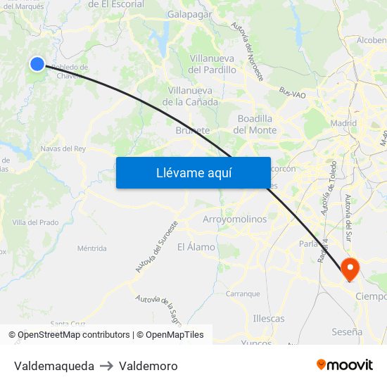 Valdemaqueda to Valdemoro map