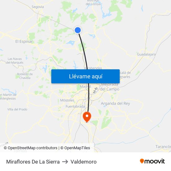 Miraflores De La Sierra to Valdemoro map