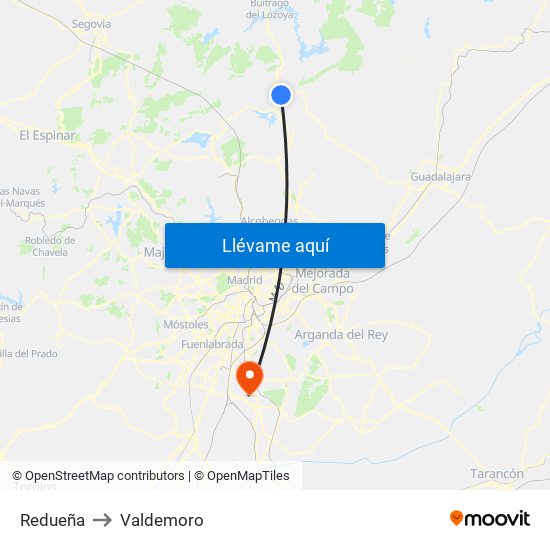 Redueña to Valdemoro map