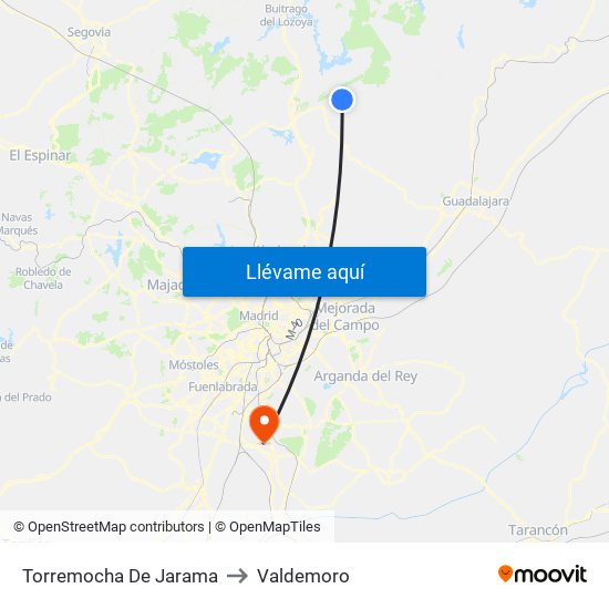 Torremocha De Jarama to Valdemoro map