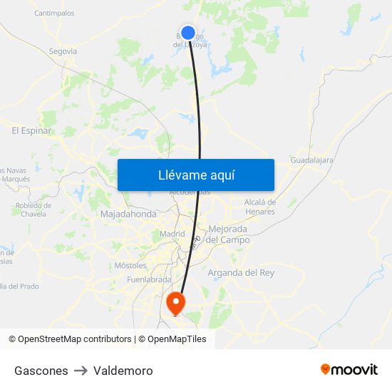 Gascones to Valdemoro map