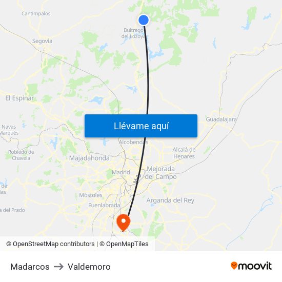 Madarcos to Valdemoro map