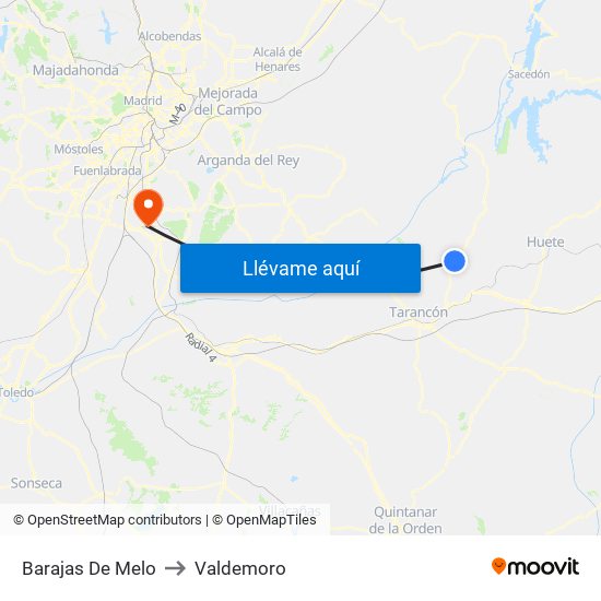 Barajas De Melo to Valdemoro map