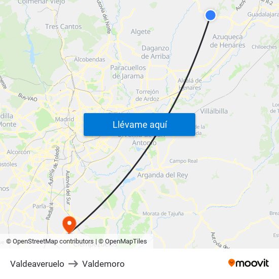 Valdeaveruelo to Valdemoro map