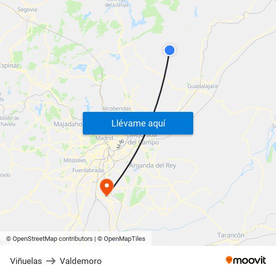 Viñuelas to Valdemoro map