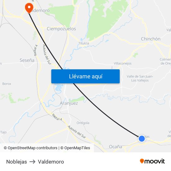 Noblejas to Valdemoro map