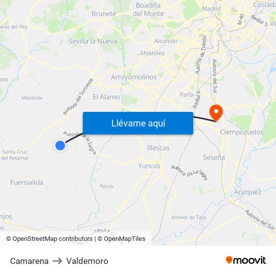 Camarena to Valdemoro map