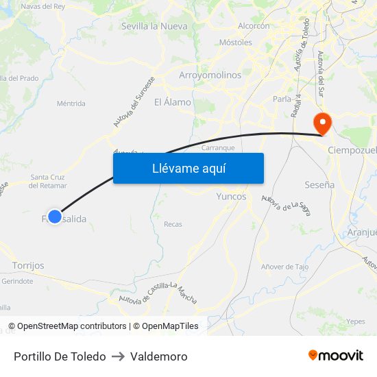 Portillo De Toledo to Valdemoro map