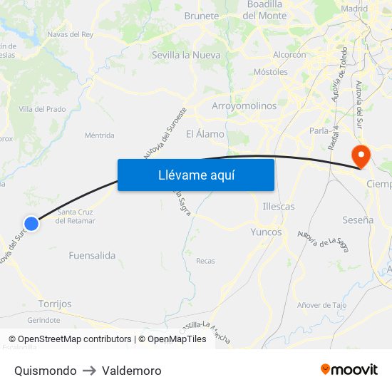 Quismondo to Valdemoro map