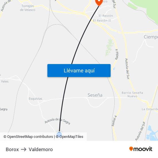 Borox to Valdemoro map