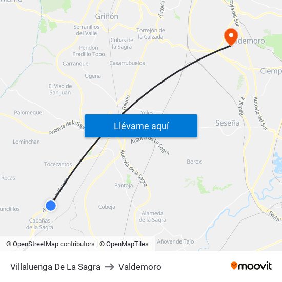 Villaluenga De La Sagra to Valdemoro map