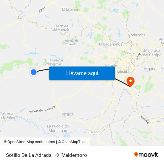 Sotillo De La Adrada to Valdemoro map