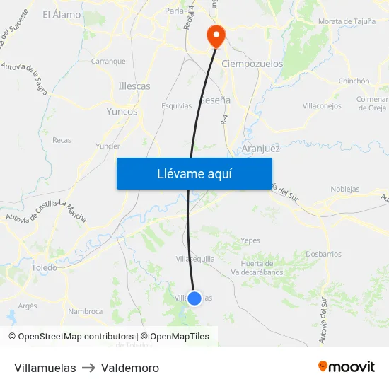 Villamuelas to Valdemoro map
