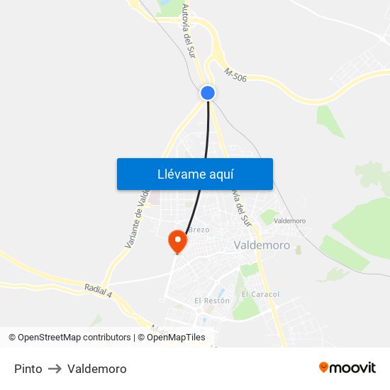 Pinto to Valdemoro map