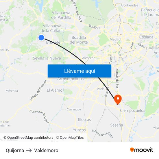 Quijorna to Valdemoro map