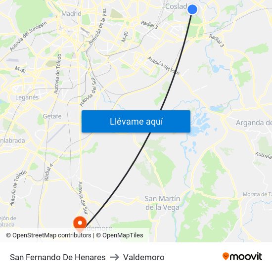 San Fernando De Henares to Valdemoro map